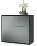Vladon Kommode, Graphit, Holzwerkstoff, 79x74x36 cm, Wohnzimmer, Kommoden &