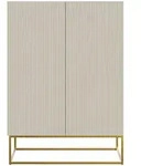 Selsey Highboard, Greige, Metall, 3 F&auml;cher, Rechteckig, eckig, 90x125x38 cm,