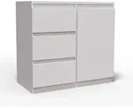 Masseno Kommode, Wei&szlig;, Holzwerkstoff, 3 Schubladen, 80x85x33 cm, Wohnzimmer,