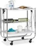 Relaxdays Servierwagen, Wei&szlig;, Metall, 68x68.5x40.5 cm, Esszimmer, Servierwagen