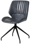 Massivmoebel24 Stuhl, Blau, Leder, Echtholz, 51x84x61 cm, Esszimmer, St&uuml;hle,