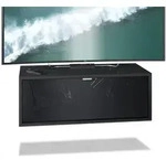 Vladon Lowboard, Schwarz Hochglanz, Holzwerkstoff, 80x29x37 cm, Wohnzimmer,