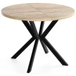 WFL Group Esstisch, Sonoma Eiche, Metall, Nachbildung, 10-Sitzer, Rund,Rund,
