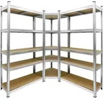 ECD-Germany Lagerregal, Silber, Metall, Rechteckig, 40x180x90 cm, Freizeit,