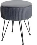 MCW Sitzhocker, Hellgrau, Schwarz, Textil, 33x42x33 cm, Wohnzimmer, Hocker,