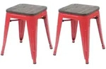 MCW Hocker, Rot, Holz, 39x45x39 cm, Wohnzimmer, Hocker, Sitzhocker
