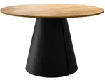 Mirjan24 Esstisch, Schwarz, Eiche, Metall, Rund,Rund, 100x76x100 cm, Esszimmer,