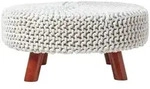 Homescapes Strick-Hocker, Wei&szlig;, Textil, Uni, Rund, 62x30x62 cm, Wohnzimmer,...