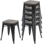 MCW Hocker, Schwarz, Holz, 39x45x39 cm, Wohnzimmer, Hocker, Sitzhocker