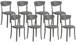 Beliani Gartenst&uuml;hle, Grau, Kunststoff, 8-Sitzer, 42x80x40 cm, Gartenm&ouml;bel,
