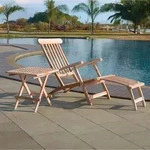 Gardenson Gartenklappstuhl, Natur, Holz, Teakholz, massiv, U-Form, 58.5x87x149 cm,