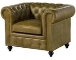 Massivmoebel24 Sessel, Gr&uuml;n, Leder, Echtholz, 1-Sitzer, Quadratisch, 105x75x82...