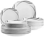 M&auml;ser Tellerset Decora, Schwarz, Wei&szlig;, Keramik, 18-teilig, rund,...