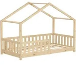 Ml-Design Hausbett, Beige, Holz, Kiefer, Rechteckig, 80x160 cm, Kinder- &