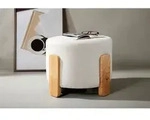Livetastic Pouf, Hellbraun, Wei&szlig;, Holz, Textil, Kautschukholz, F&uuml;llung:
