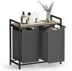 Boxxx W&auml;schekorb, Grau, Eiche, Metall, Textil, Holzwerkstoff, 92 L, rechteckig,