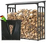 Quick Star Kaminholzregal, Anthrazit, Schwarz, Metall, 185x185x70 cm,...
