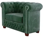 S-Style M&ouml;bel Chesterfield-Sessel, Smaragdgr&uuml;n, Textil, Echtholz,Buche, Birke,