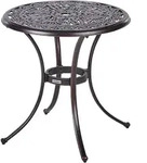Beliani Gartentisch, Braun, Metall, rund, 68x70x68 cm, Balkonm&ouml;bel,...