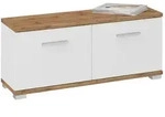 CARO-M&ouml;bel Sitzbank, Eiche Wotan, Wei&szlig;, Holzwerkstoff, Mode, 90x40x34 cm,