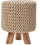 Homescapes Strick-Hocker, Beige, Textil, Uni, Rund, 32x42x32 cm, Wohnzimmer,...