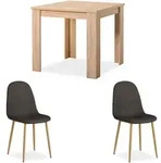 Homestyle4u Tischgruppe, Natur, Anthrazit, Holz, Textil, 80x88x80 cm, Esszimmer,