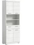 Mid.you Hochschrank, Wei&szlig; Hochglanz, Kunststoff, 3 F&auml;cher, 1 Schublade(n)