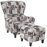 Supellex Ohrensessel, Grau, Dunkelgrau, Rot, Textil, 92x108x92 cm, Wohnzimmer,