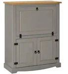 Idimex Weinschrank, Grau, Braun, Holz, Kiefer, Vintage, 98x121x40 cm, FSC Mix,