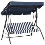 Beliani Hollywoodschaukel, Blau, Textil, 174x147x118 cm, Gartenm&ouml;bel,