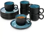 S&auml;nger Espressotassen, Blau, Stein, 12-teilig, Rund, kratzfest, Kaffee & Tee,