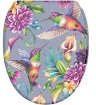 Sanilo Wc-Sitz, Violett, Holzwerkstoff, Grafikmuster, Oval, 37.7x5.5x48 cm,