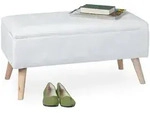 Relaxdays Truhenbank, Wei&szlig;, Holzwerkstoff, Holz, Textil, 80x41x40 cm,...