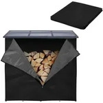 Ml-Design Kaminholzregal, Schwarz, Kunststoff, Rechteckig, 125x125x185 cm,