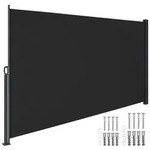 tectake Seitenmarkise, Schwarz, Kunststoff, 300x180x9 cm, Sonnen- & Sichtschutz,