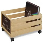 Relaxdays Schallplattenkiste, Hellbraun, Holz, Holzwerkstoff, Metall, 43x27x34 cm,