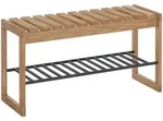Garderobenbank Bantry, Schwarz, Eiche, Holz, Metall, Eiche, massiv, 2-Sitzer,