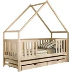 Mirjan24 Hausbett, Natur, Holz, Kiefer, 2 Schubladen, Rechteckig, 80x200 cm, FSC