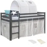 Homestyle4u Hochbett, Grau, Holz, Kinder- & Jugendzimmer, Kinderm&ouml;bel,...