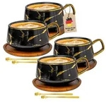 Intirilife Kaffeetasse, Schwarz, Keramik, 8-teilig, 0.2 L, 13x6.3x13 cm, leicht...