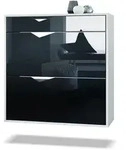 Vladon Schuhschrank, Schwarz Hochglanz, Holzwerkstoff, 85x87x33 cm, Garderobe,