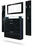 Vladon Garderobe, Schwarz Hochglanz, Holzwerkstoff, 180x180x23 cm, Garderobe,