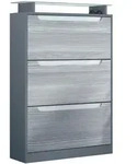 Vladon Schuhschrank, Anthrazit, Holzwerkstoff, 89x128x23 cm, Garderobe,
