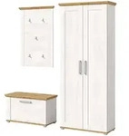 Inn.Furn Garderobe, Wei&szlig;, Eiche Artisan, Kunststoff, Nachbildung, Uni, Holz...