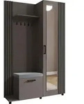 WFL Group Garderobe, Dunkelgrau, Holzwerkstoff, links montierbar, 137x207x42 cm,