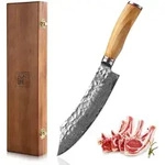 Zayiko Blockmesser, Braun, Holz, Metall, Echtholz, 34 cm, Kochen, K&uuml;chenmesser,