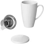 Intirilife Kaffeetasse, Wei&szlig;, Keramik, 0.35 L, abnehmbarer Deckel, Kaffee &...