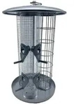 Relaxdays Vogelfutterstation, Silber, Metall, Kunststoff, Textil, 21x34.5x21 cm,