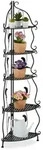 Relaxdays Eckregal, Schwarz, Metall, 30x136x30 cm, Wohnzimmer, Regale, Eckregale