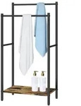 Relaxdays Handtuchst&auml;nder, Schwarz, Metall, Holzwerkstoff, Textil, 42x81.5x24 cm,